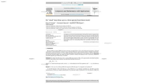 On ‘‘small’’ data blow-up in a three species food chain model